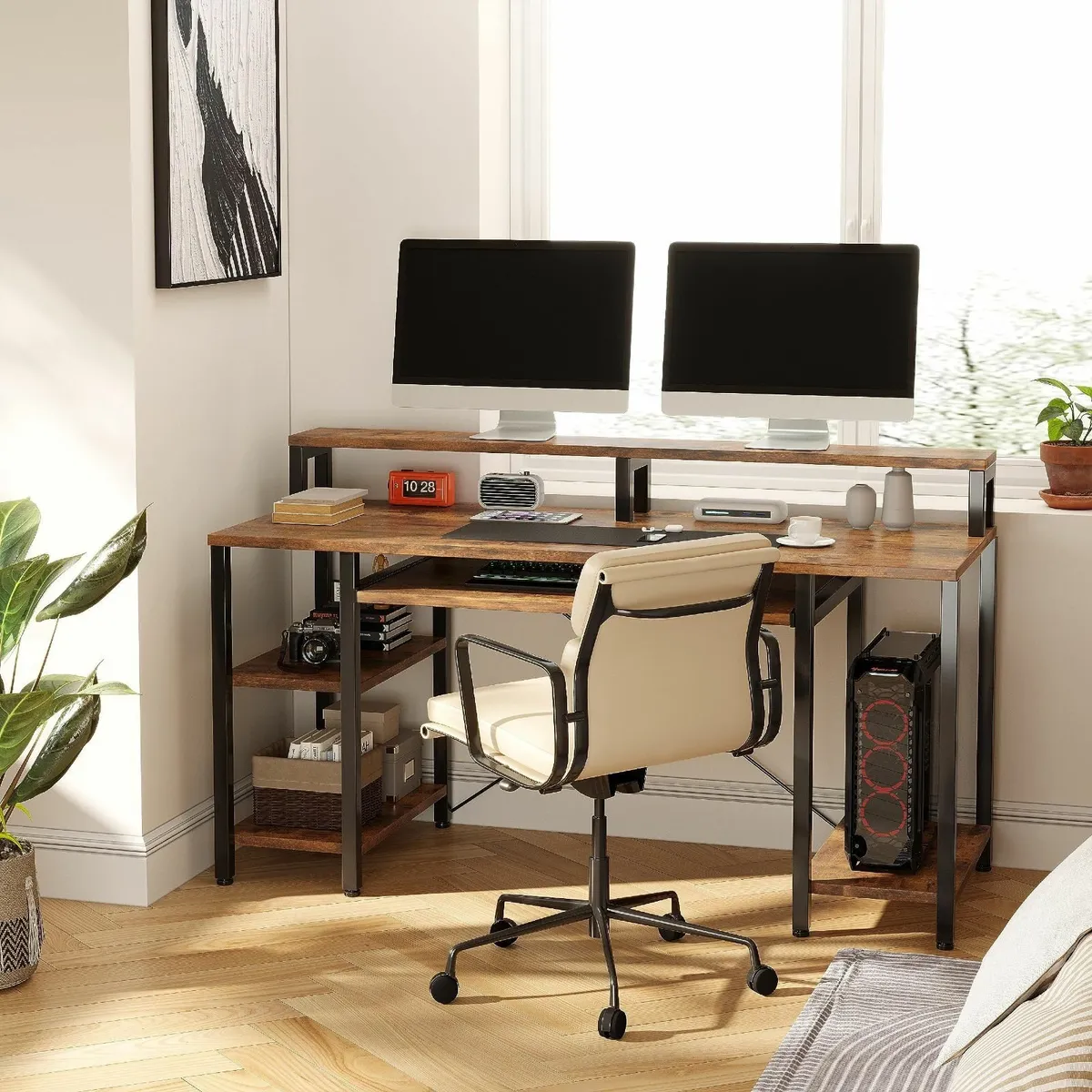 120cm Computer Desk Keyboard Tray Home Office Moni - Image 2