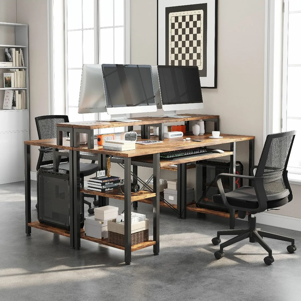 120cm Computer Desk Keyboard Tray Home Office Moni - Image 4