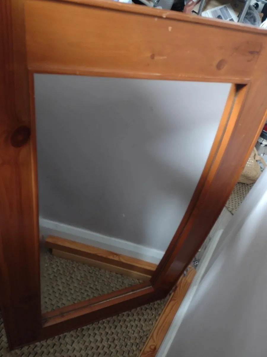 Large Heavy solid wood mantle or wall mirror - Image 4