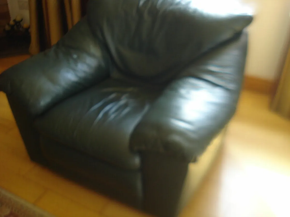 CLASSIC BOTTLE GREEN REAL LEATHER 1 SEATER SOFA. - Image 1