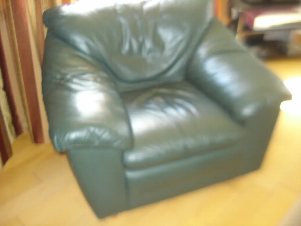 CLASSIC BOTTLE GREEN REAL LEATHER 1 SEATER SOFA. - Image 2