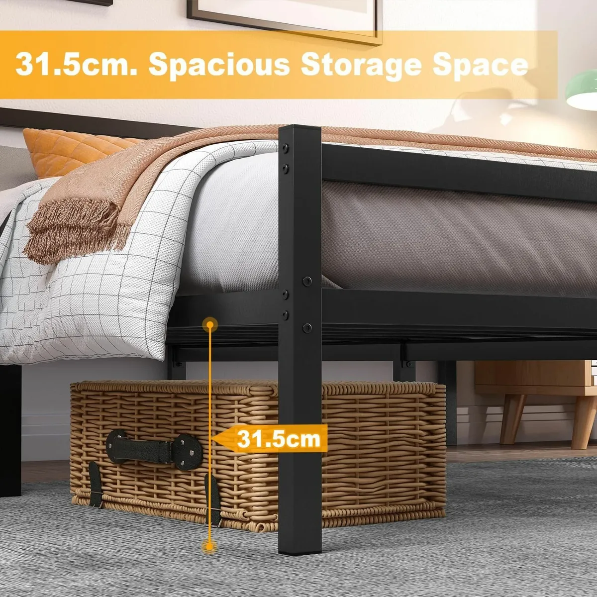 Single Bed Frames Headboard 3ft Black Metal Small - Image 3
