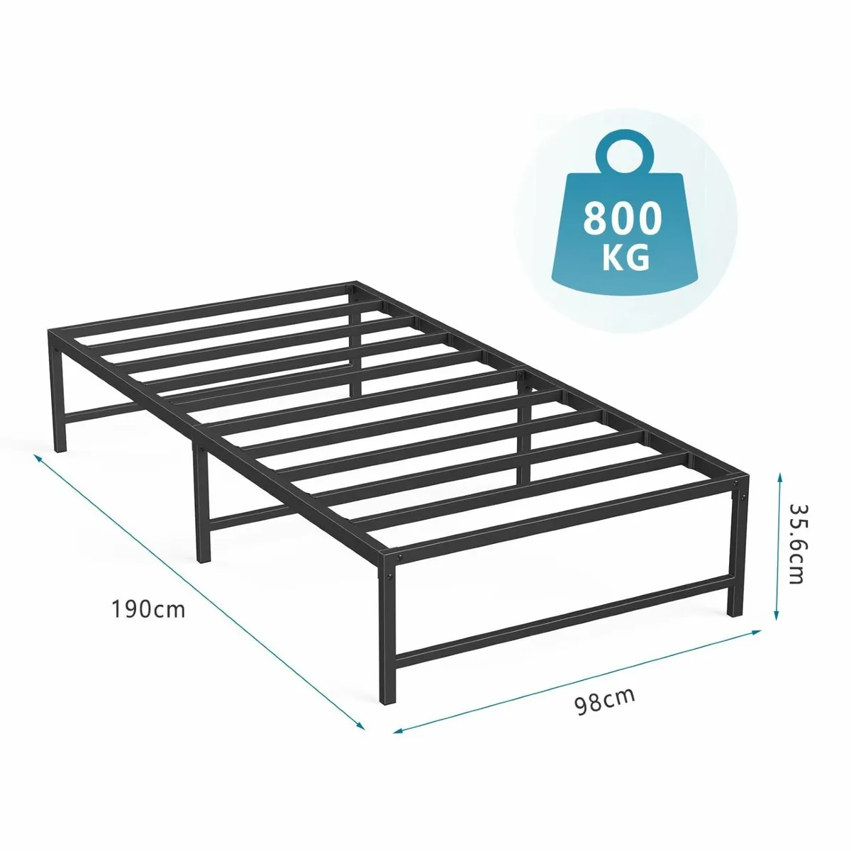 3ft Single Bed Heavy Duty Steel Slats Metal Frames - Image 2