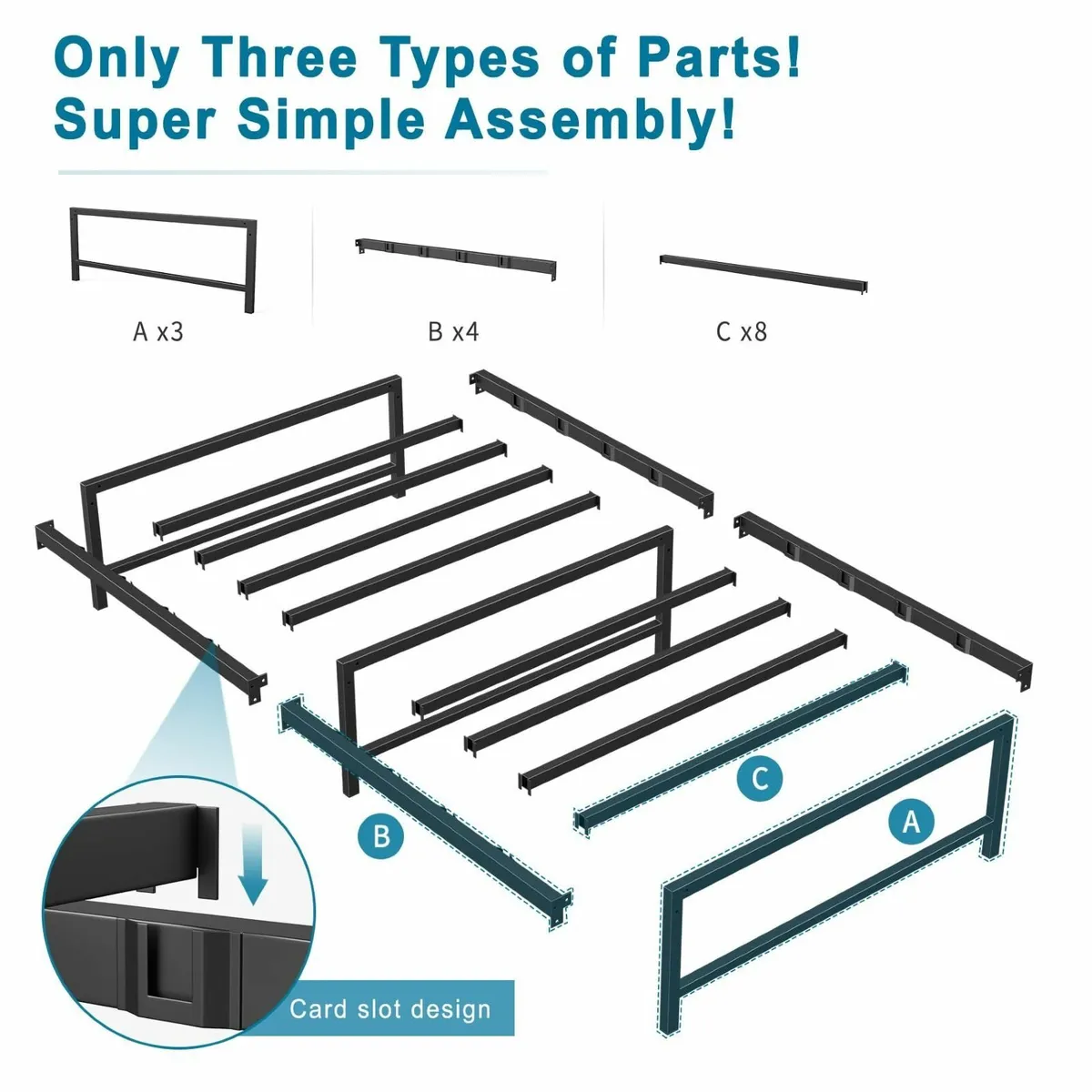 3ft Single Bed Heavy Duty Steel Slats Metal Frames - Image 4