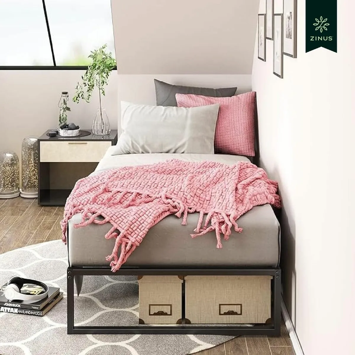 Lorelai Platform Single Bed Frame Black - Includes - Image 2