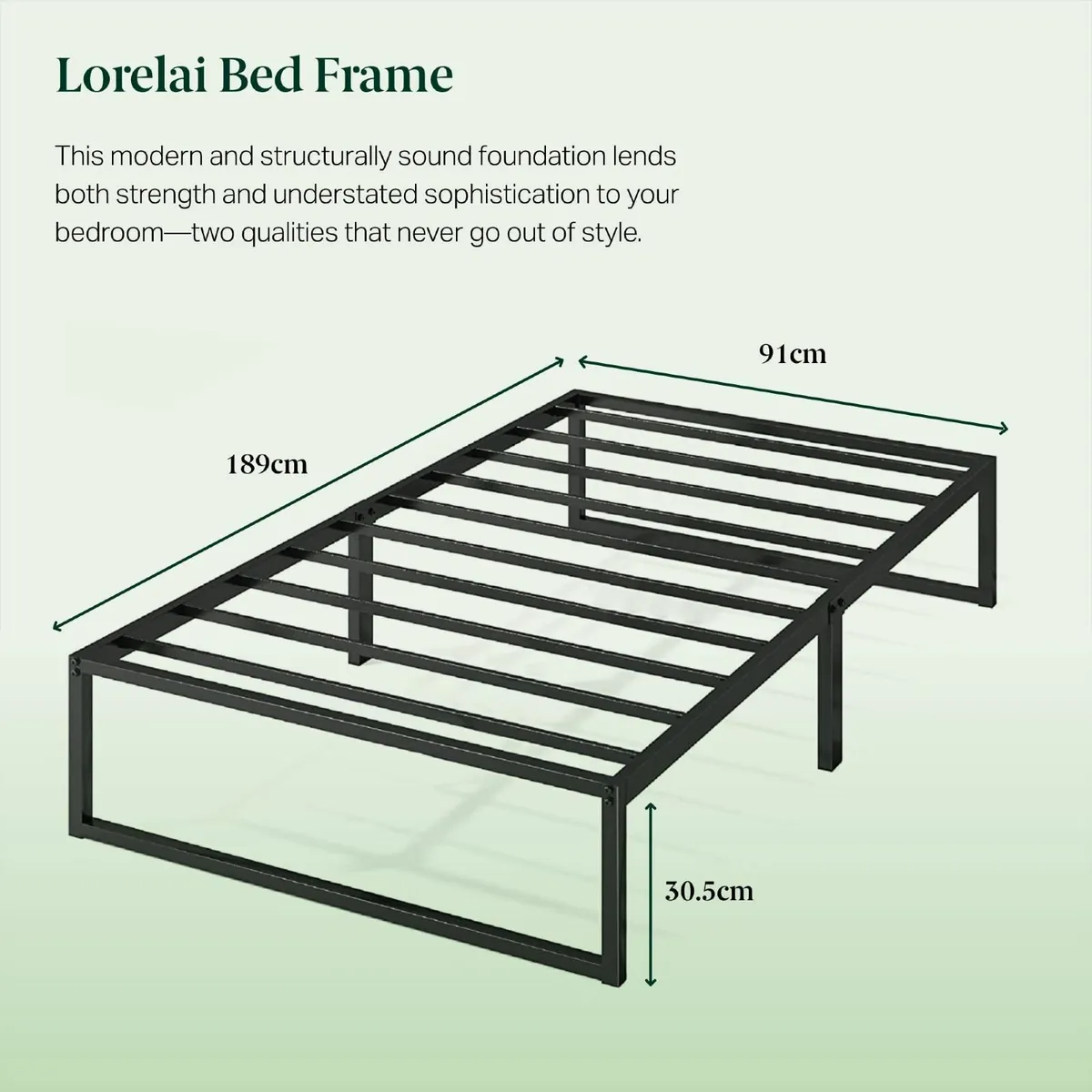 Lorelai Platform Single Bed Frame Black - Includes - Image 3