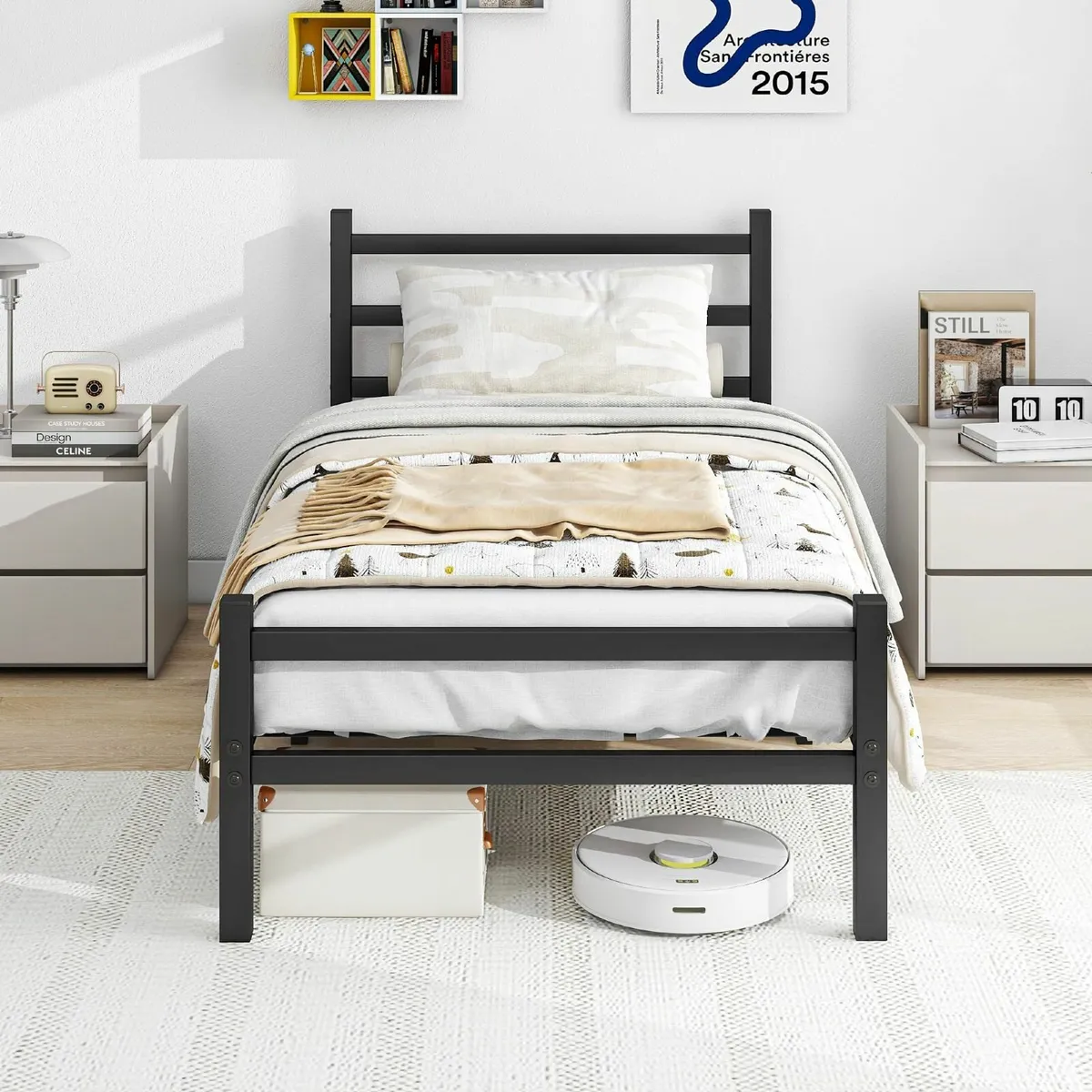 3ft Single Bed Frame HeadboardHeavy Duty Metal Pla - Image 1