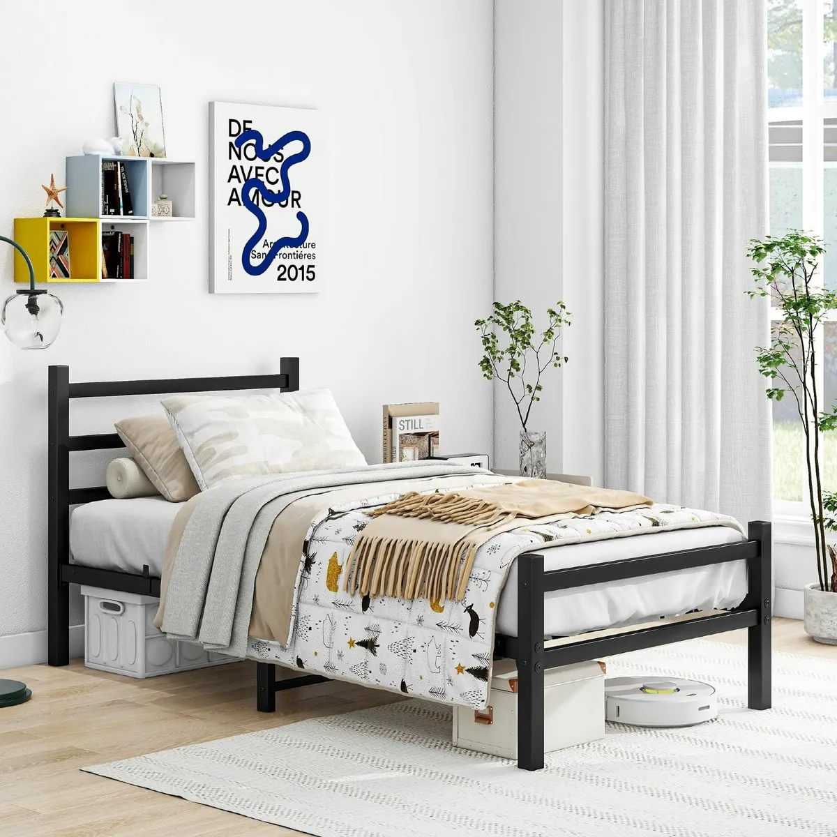 3ft Single Bed Frame HeadboardHeavy Duty Metal Pla - Image 3