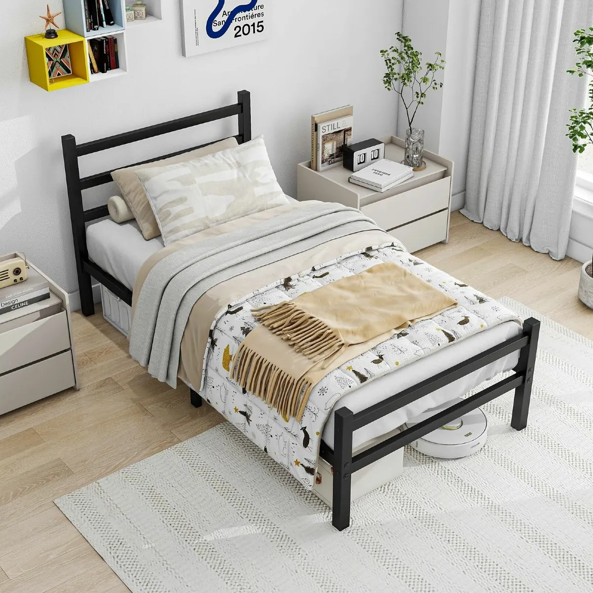 3ft Single Bed Frame HeadboardHeavy Duty Metal Pla - Image 4
