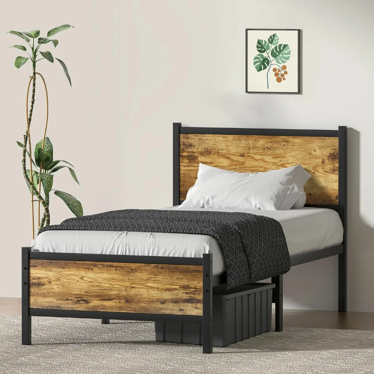 Single Bed Frame Wooden Headboard and Footboard 3f - Image 1