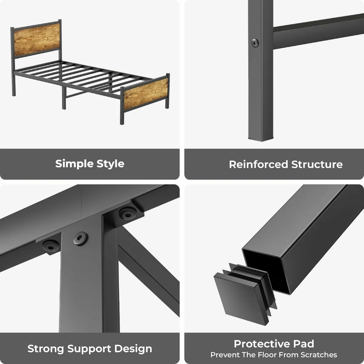 Single Bed Frame Wooden Headboard and Footboard 3f - Image 4