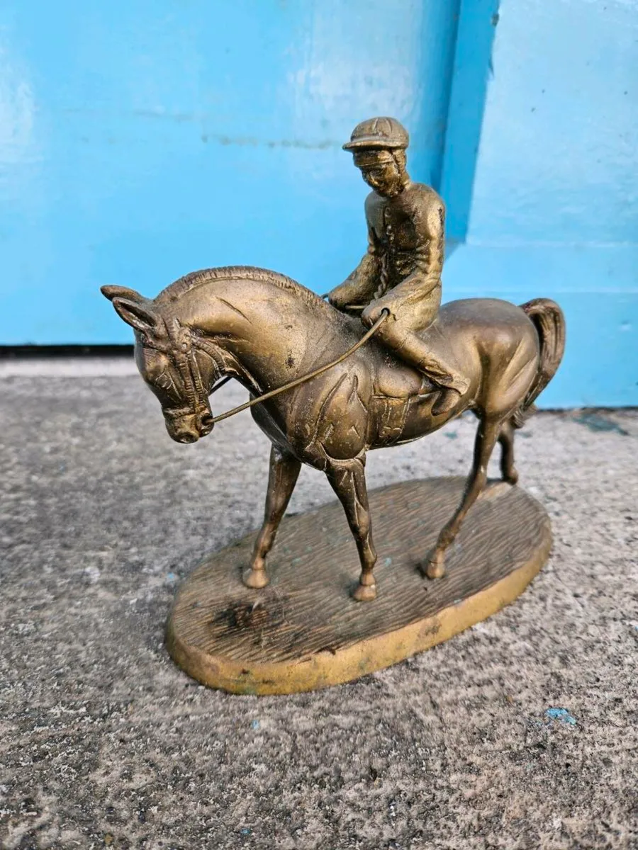 Vintage Brass Horse and Rider - Image 2
