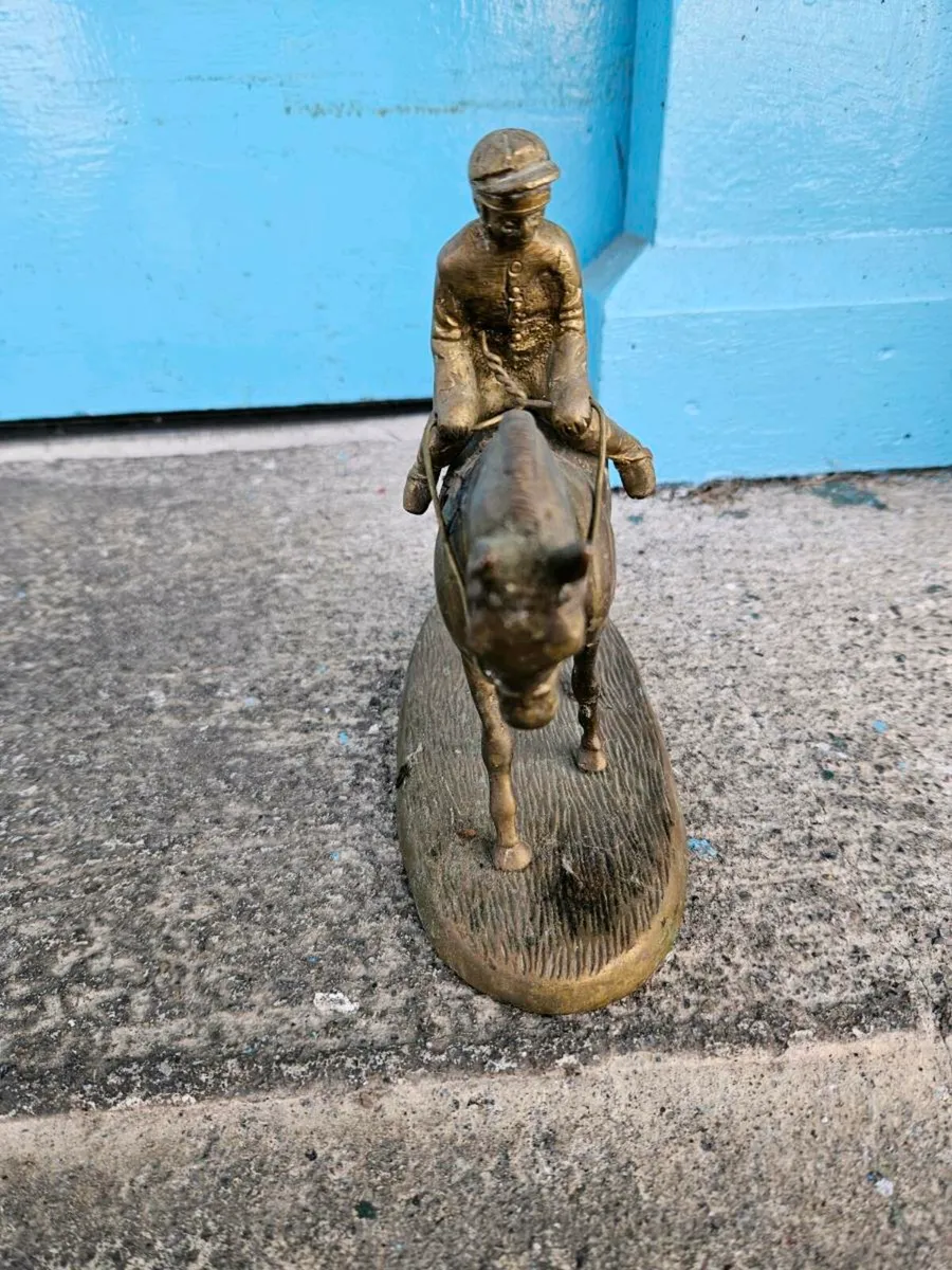Vintage Brass Horse and Rider - Image 3