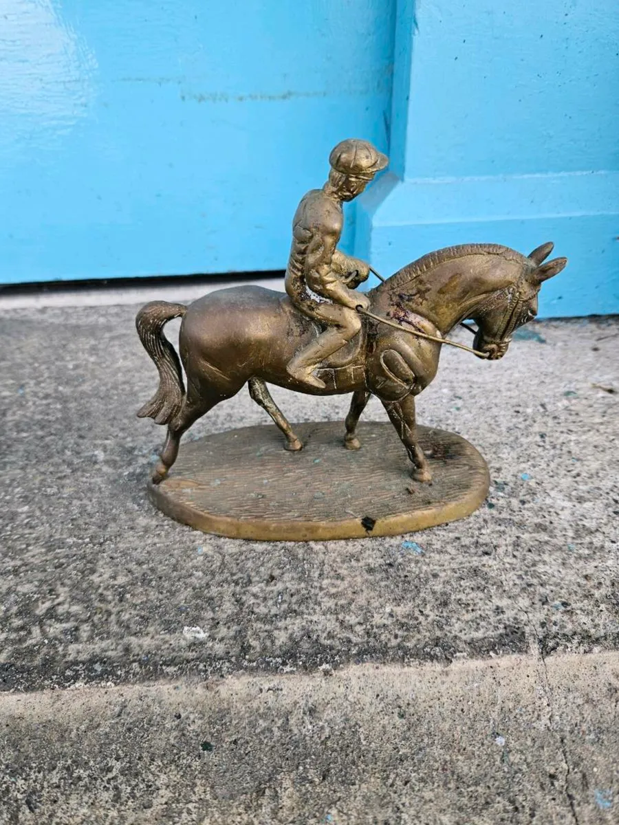 Vintage Brass Horse and Rider - Image 4
