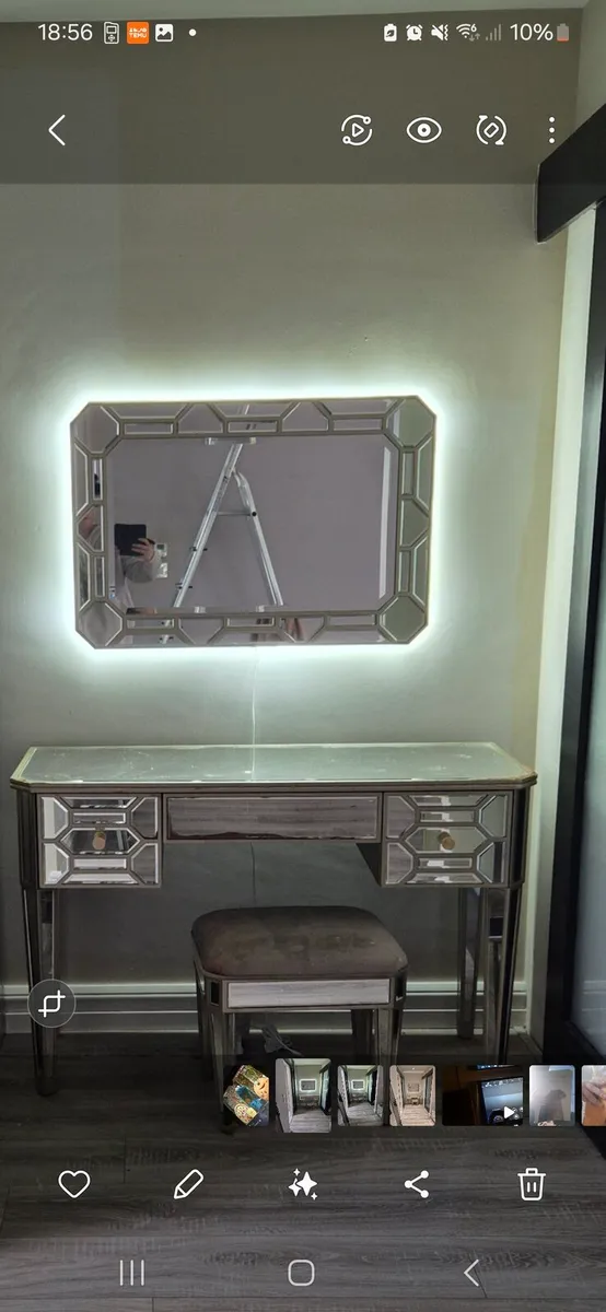 Dressing table with mirror and stool - Image 1