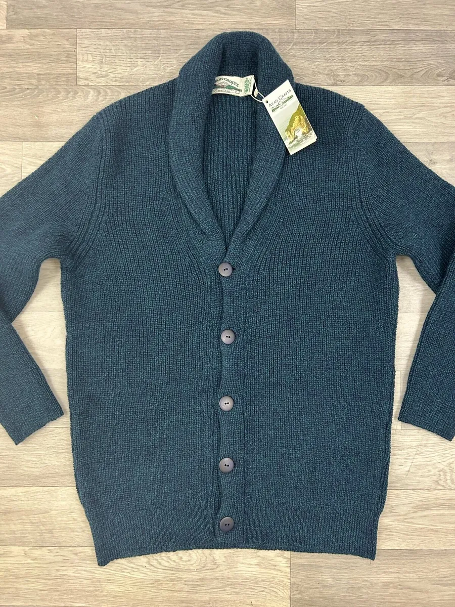 NEW Aran Crafts Merino Wool Cardigan Mens XL - Image 2
