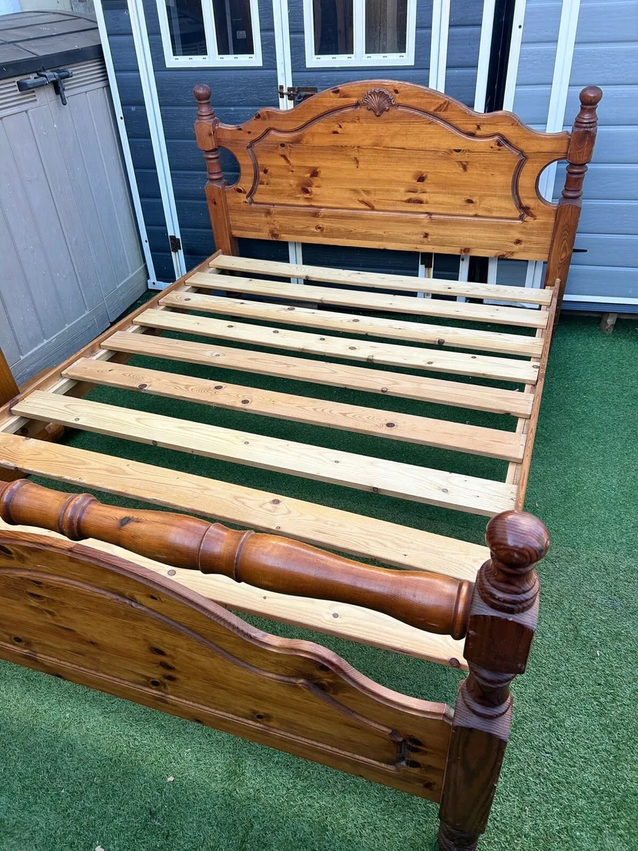 Extremely Solid 4 Ft 6” Wooden Pine Double Bed - Image 1