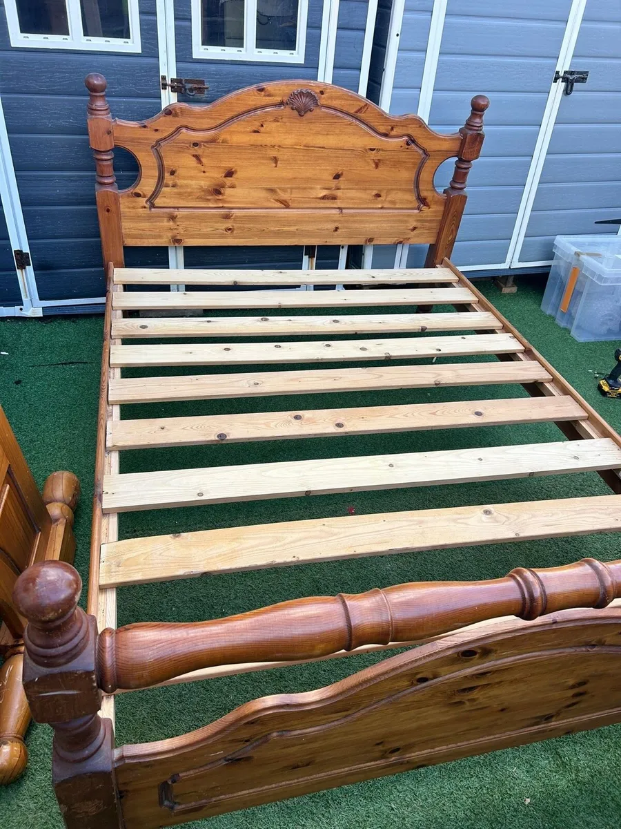 Extremely Solid 4 Ft 6” Wooden Pine Double Bed - Image 2