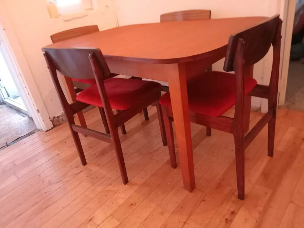 mid century teak extending dining set restored - Image 2