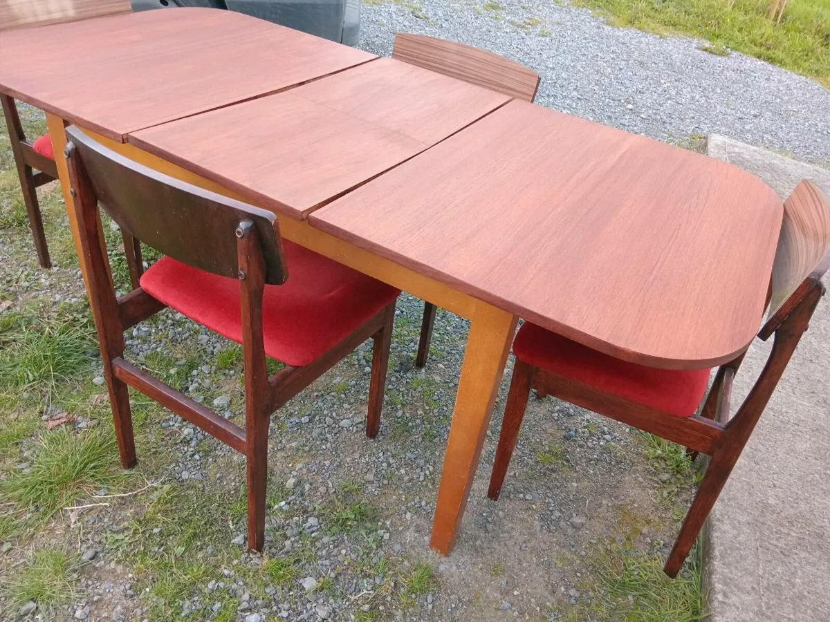 mid century teak extending dining set restored - Image 3