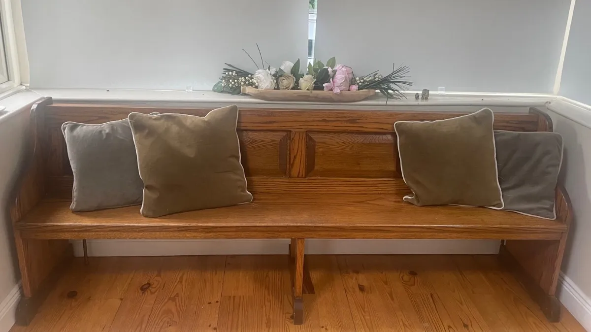 Antique pitch pine bench / pew - Image 2