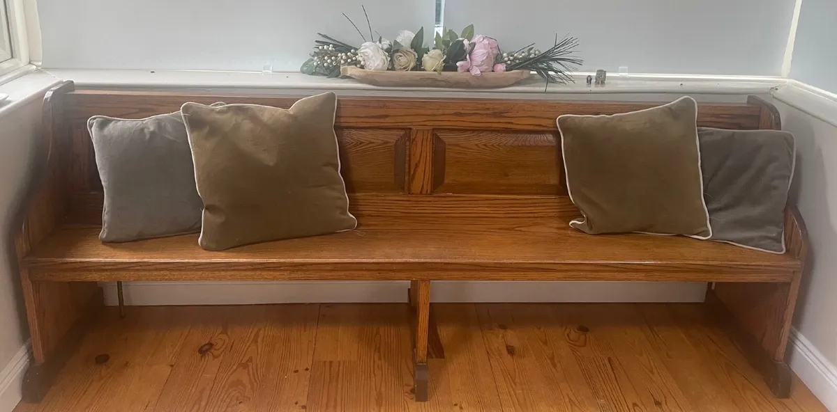 Antique pitch pine bench / pew - Image 4