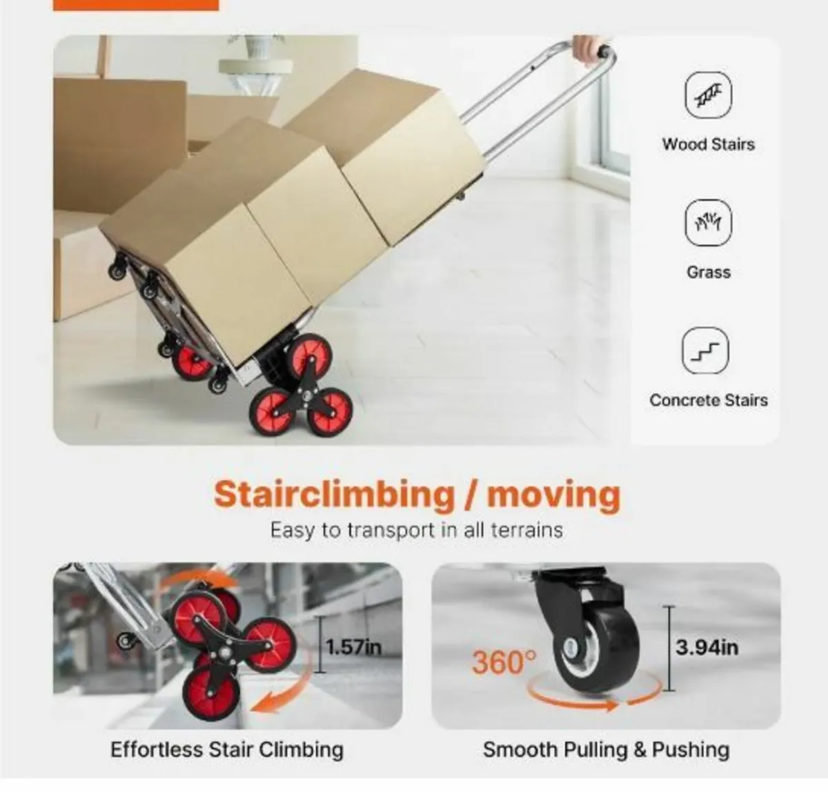 Stair Climbing Cart, 260 lbs Capacity - Image 3