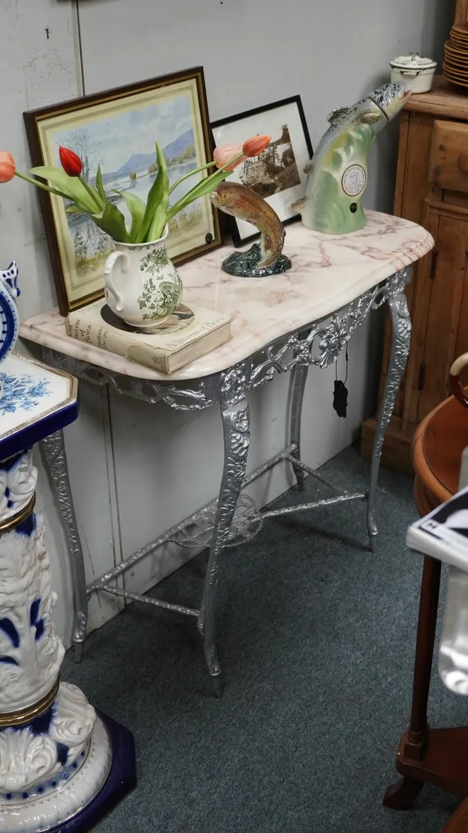 Ornate Console Table with Marble Top - Image 1