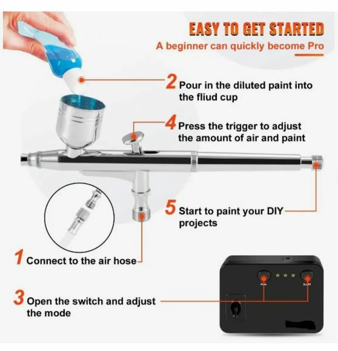 Airbrush Kit, Portable Airbrush Set - Image 2