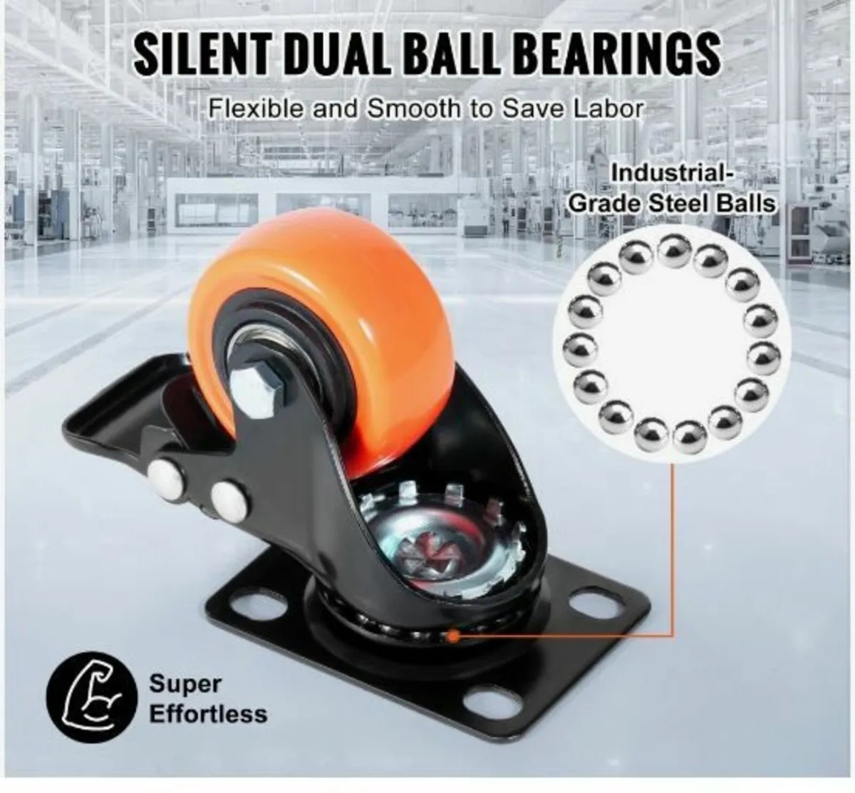Caster Wheels, 5.1 cm Swivel Plate - Image 2