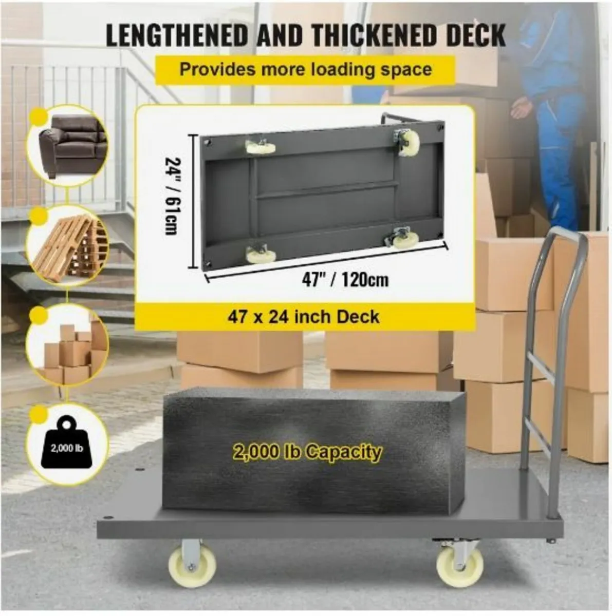 Platform Truck, 907.2 kg Capacity Steel - Image 2