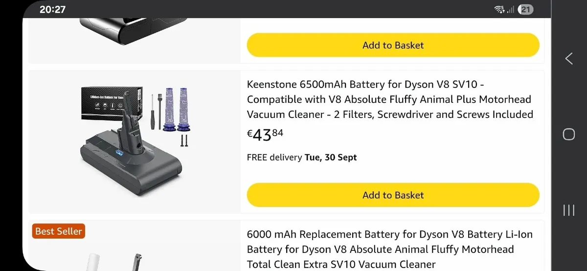 Dyson V8 Cordless Vacuum Battery - Image 1
