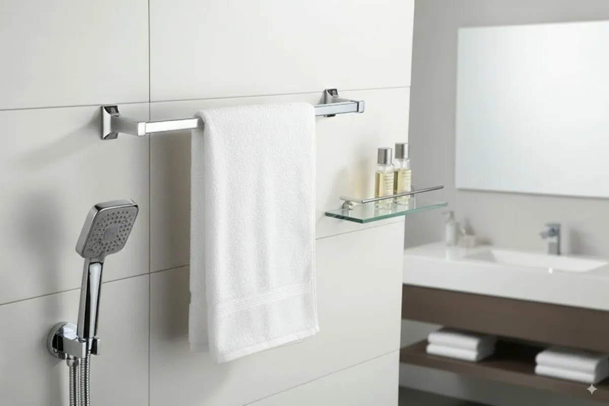 Croydex Sutton Chrome Wall-Mounted Towel Rail - Image 2