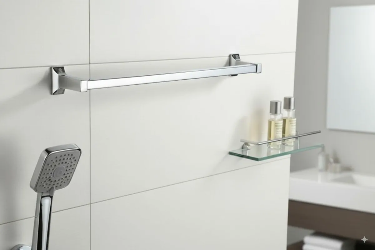 Croydex Sutton Chrome Wall-Mounted Towel Rail - Image 1