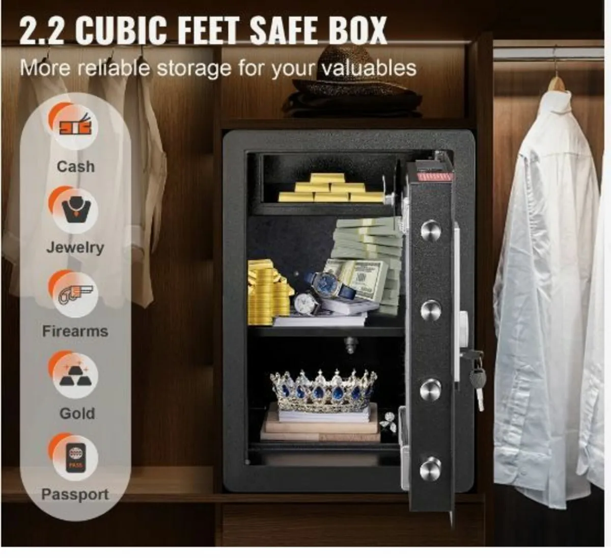 Safe, 62.1 L Home Safe, Steel Security - Image 2
