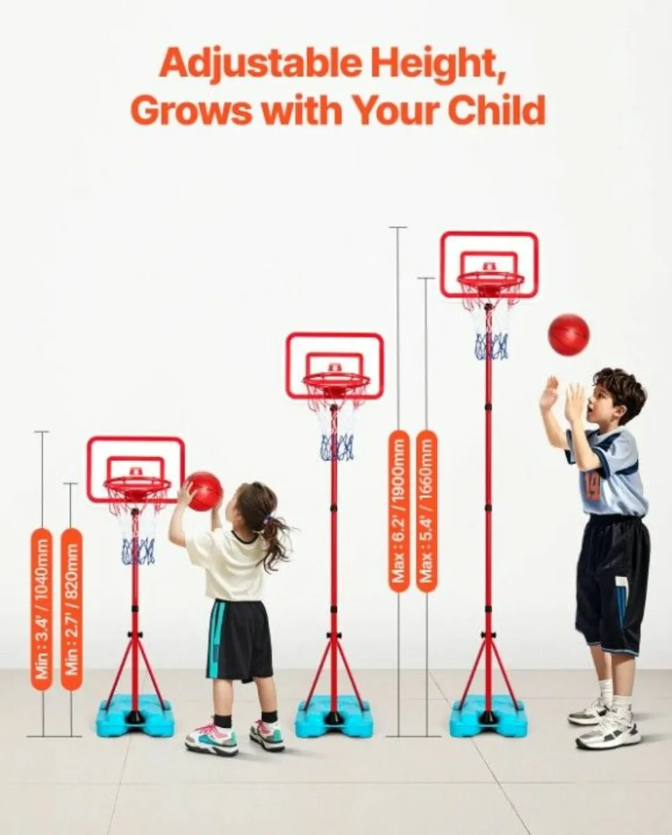 Kids Adjustable Basketball Hoop Indoor & Outdoor P - Image 3