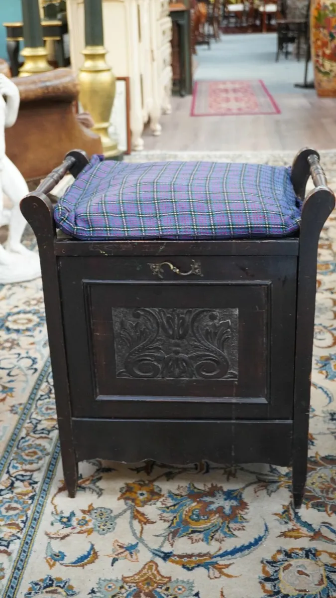 Victorian Piano Stool with Storage Compartment - Image 2