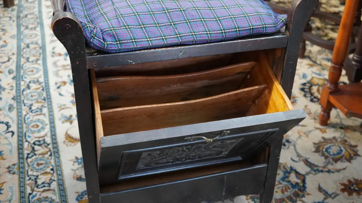 Victorian Piano Stool with Storage Compartment - Image 4