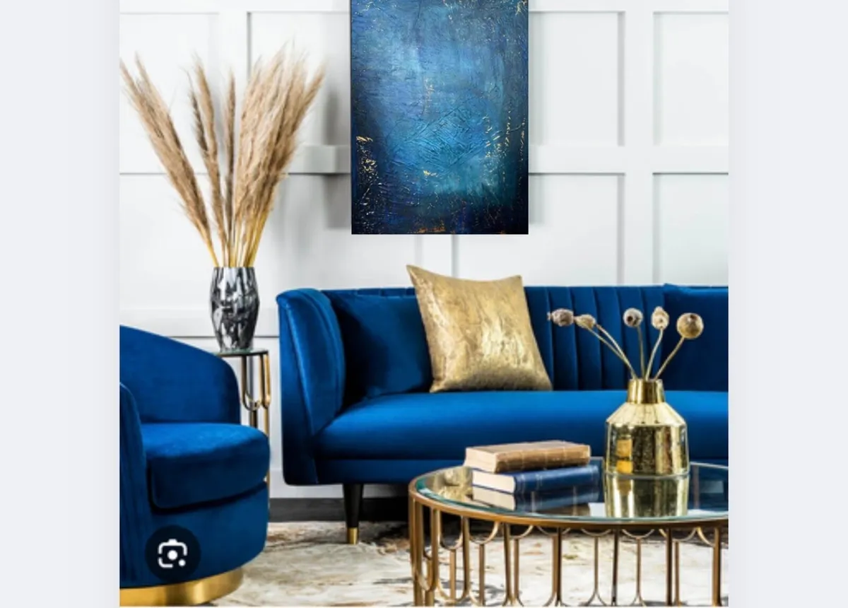Large blue abstract painting - Image 1