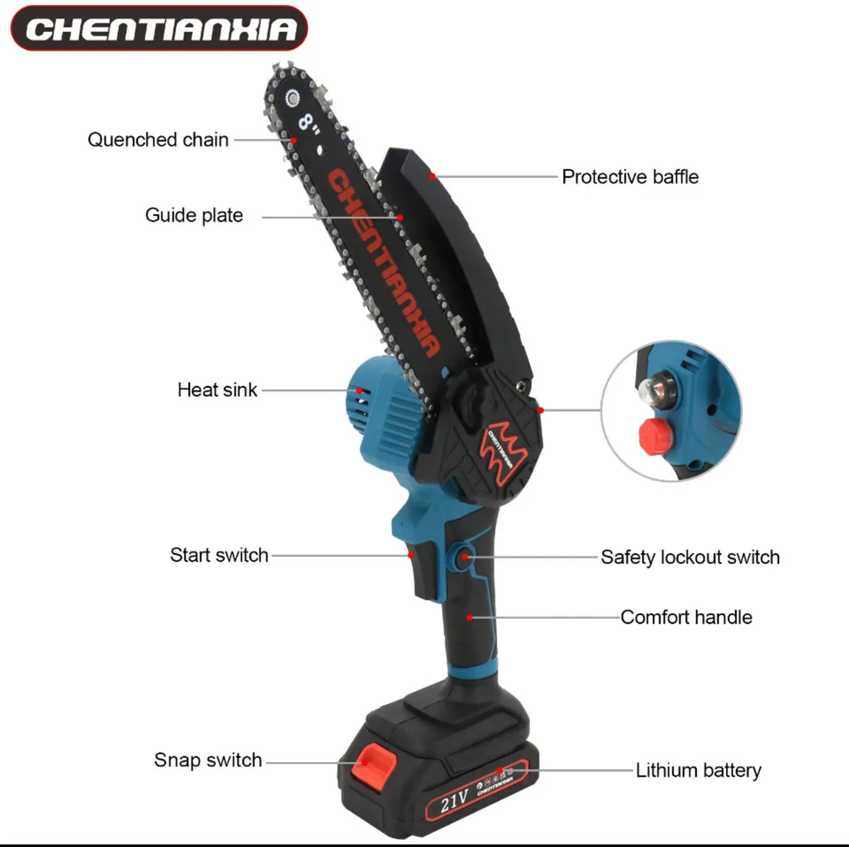 8” Mini Chainsaw + 2 Batteries NEW - Image 4