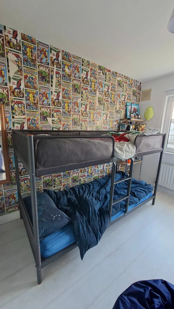 Ikea TUFFING Bunk bed frame, dark grey, 90x200 cm - Image 1