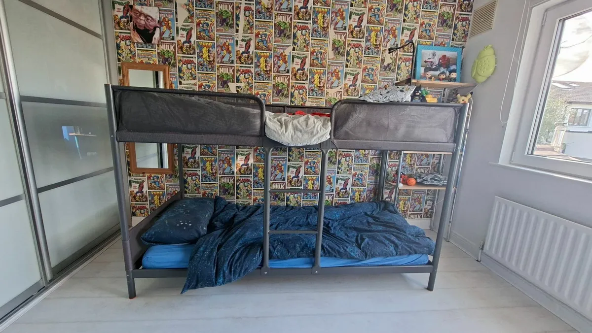 Ikea TUFFING Bunk bed frame, dark grey, 90x200 cm - Image 2