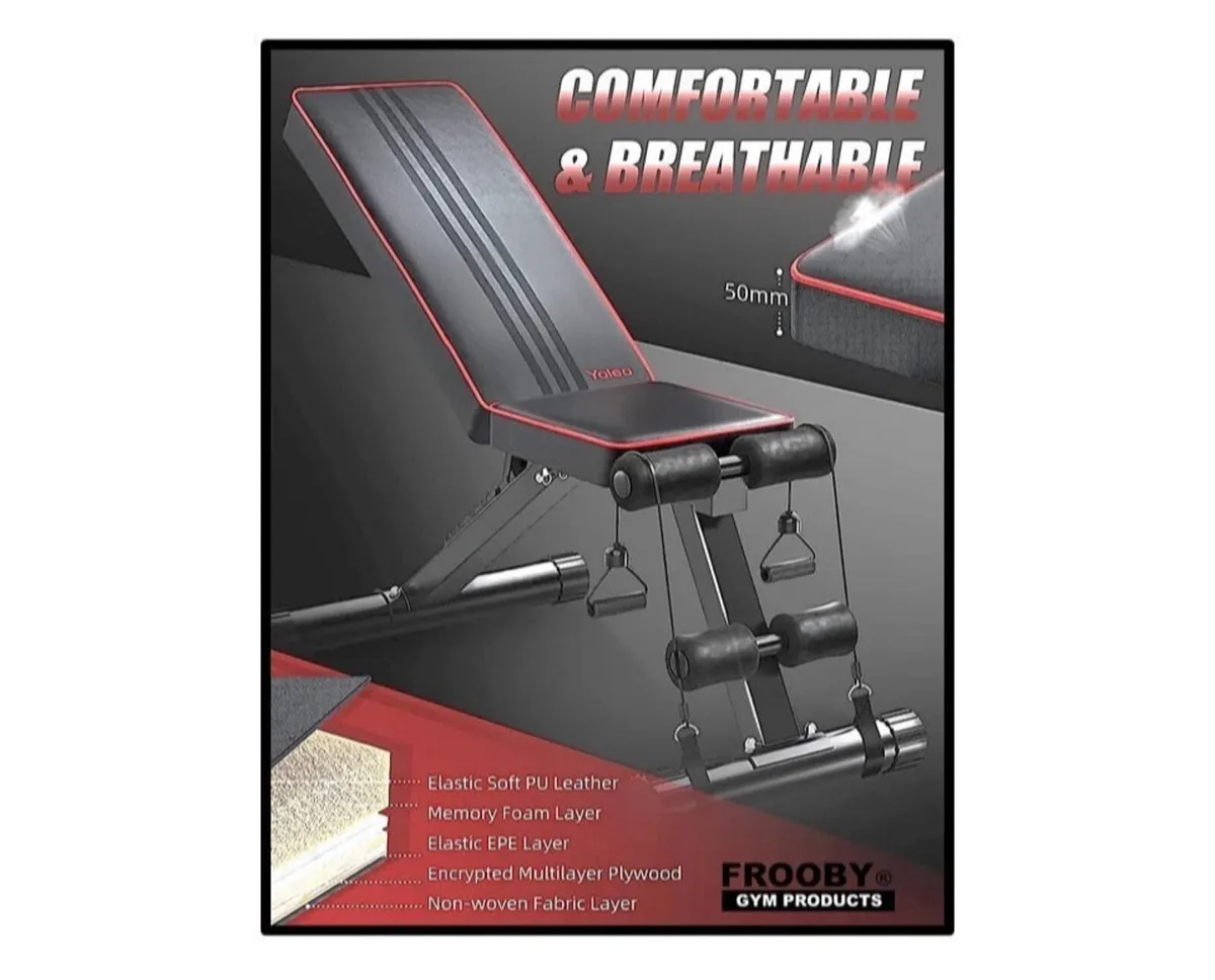 Foldable Adjustable Weight Exercise Bench Home Gym - Image 3