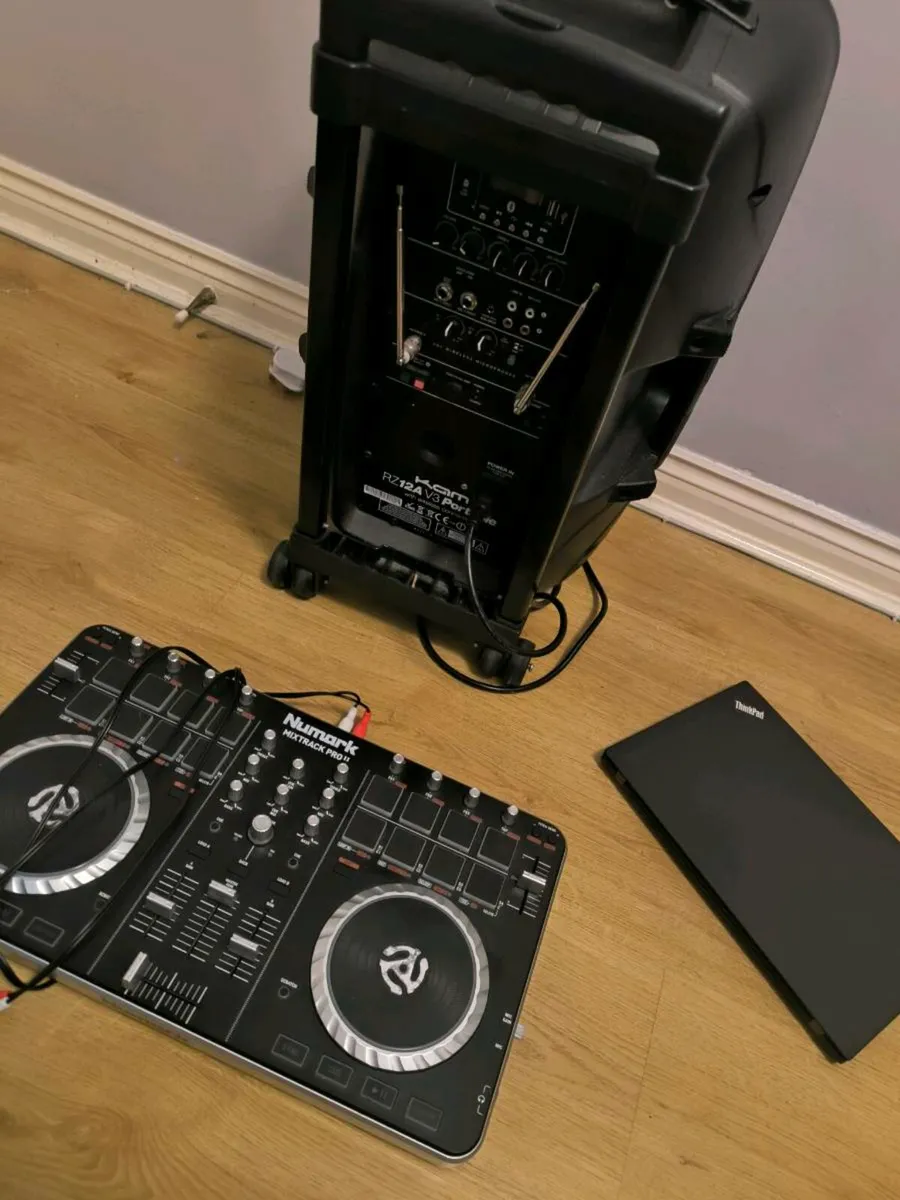 Laptop, DJ controller, and big Kam speaker - Image 3