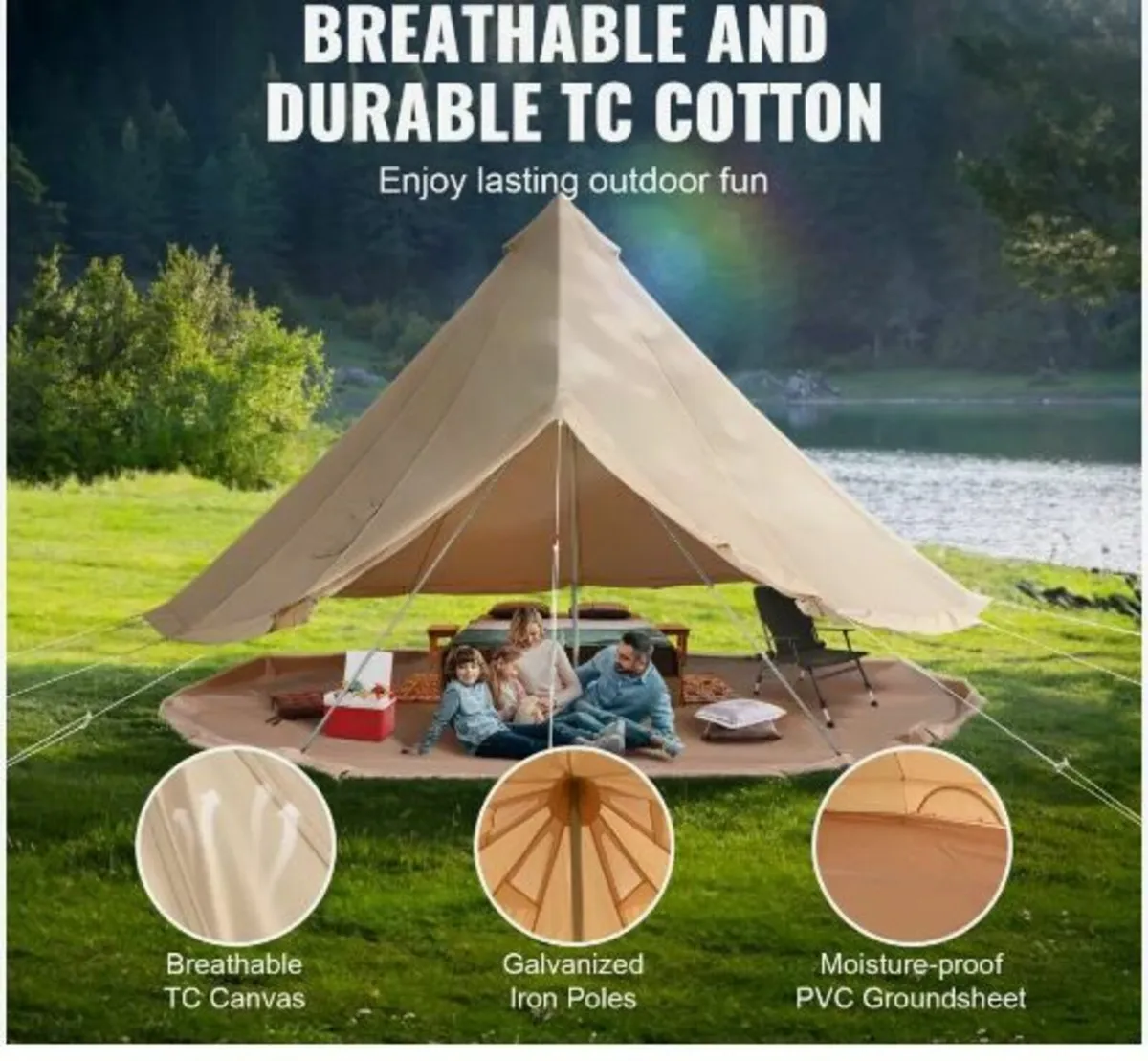 Canvas Bell Tent, 4 Seasons 5 m/16.4 ft - Image 2