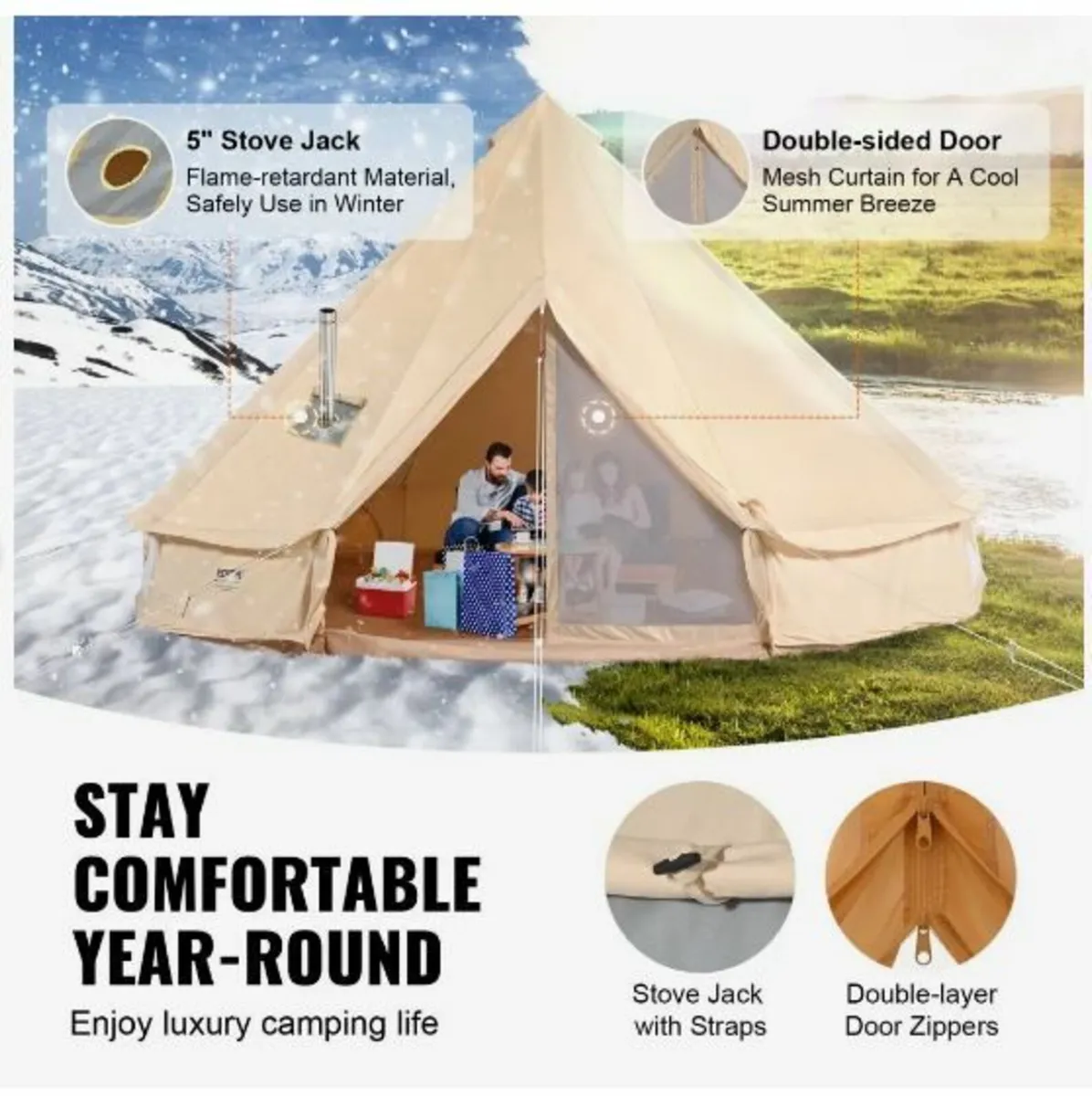 Canvas Bell Tent, 4 Seasons 5 m/16.4 ft - Image 4