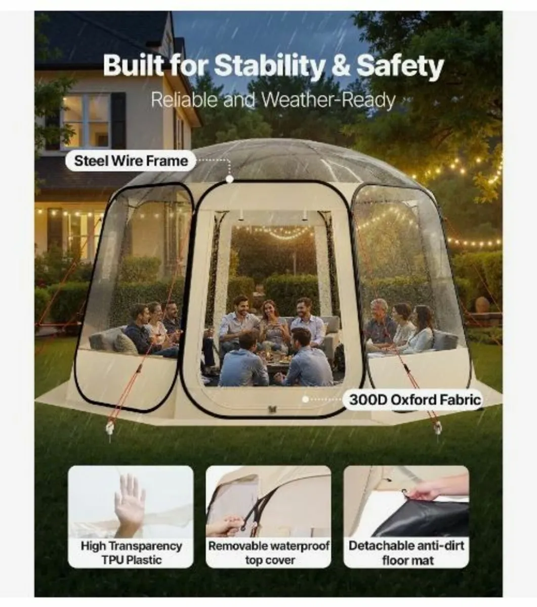 Pop up Bubble Tent, 3.36 x 3.45 m Waterproof - Image 3