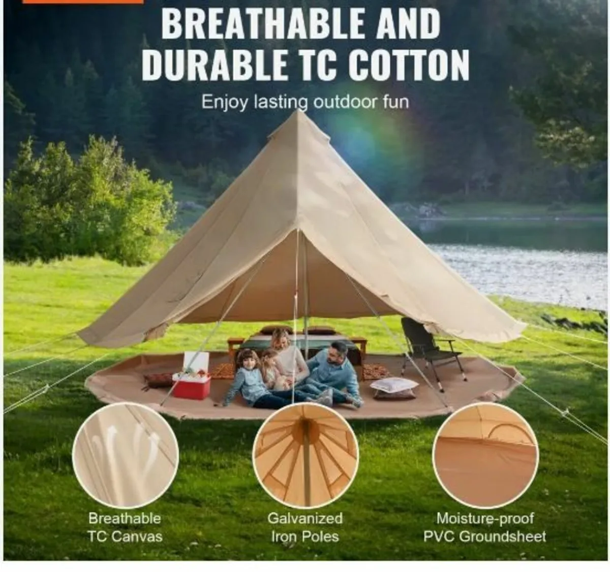 Canvas Bell Tent, 4 Seasons 3 m/9.8ft - Image 3