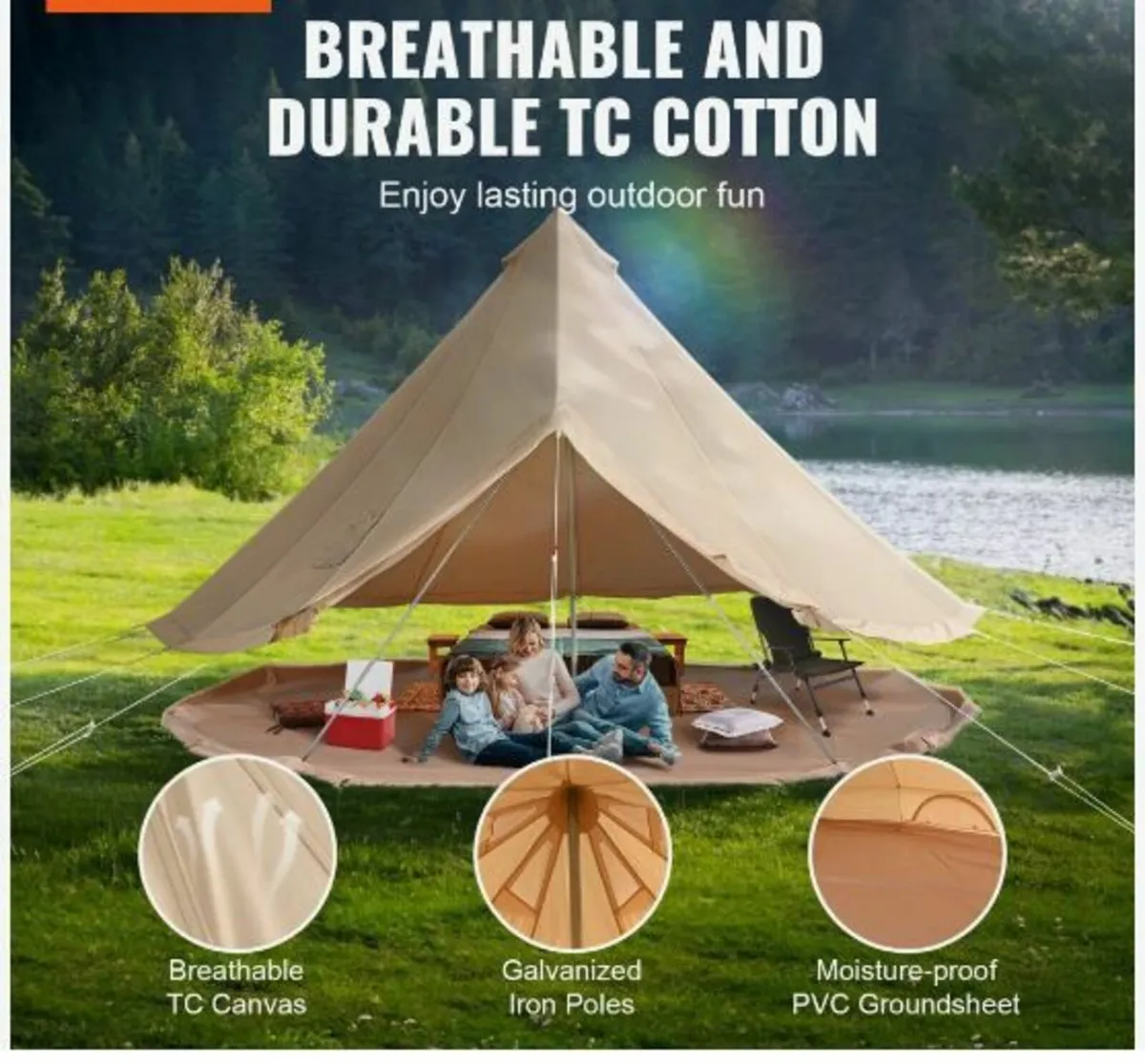 Canvas Bell Tent, 4 Seasons 6 m/19.68 ft - Image 2