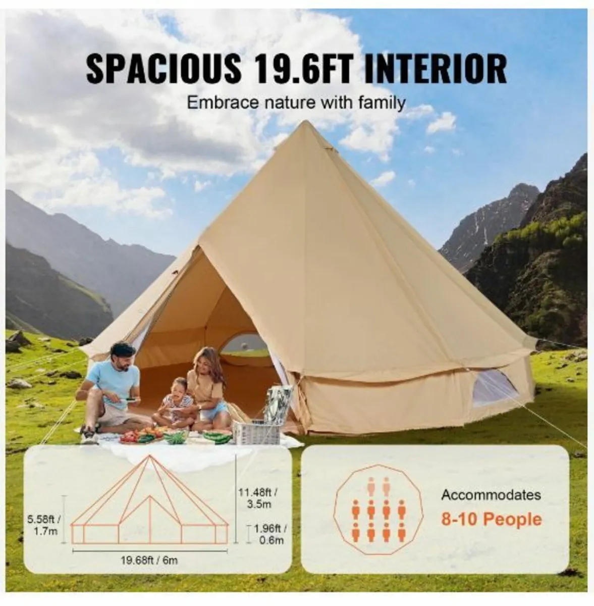 Canvas Bell Tent, 4 Seasons 6 m/19.68 ft - Image 4